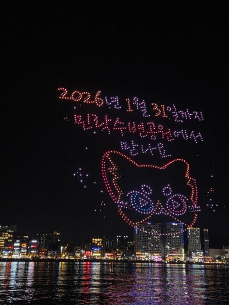 드론으로 그려진 새해 인사